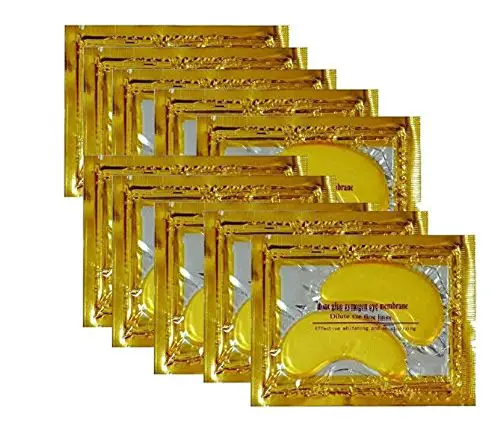 24K Gold Powder Gel Collagen Eye Masks Sheet Patch, Anti Aging,Remove Bags,Dark Circles &Puffiness,Anti Wrinkle,Moisturising,Hydrating,Uplifting Whitening,Remove Blemishes &Blackheads (10 Pairs)